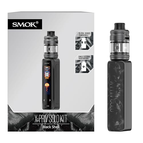 SMOK X-Priv Solo Kit 80W Touchscreen E-Zigarette 18650 Akku (Nicht Enthalten) 3.5ml TF-D Tank Obere Luftzufuhr Kindersicherung Kompatibel mit D-Coils Kein Nikotin (Schwarze Schale)