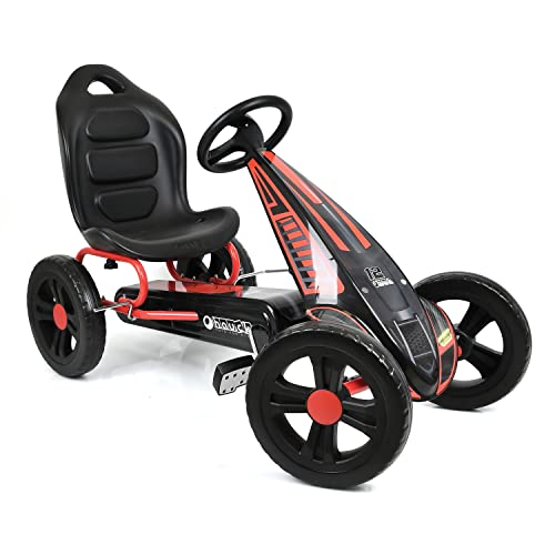 hauck Cyclone - Go-Kart für Kinder 4-10 Jahre Max. 55 kg mit Handbremse, Verstellbarer Schalensitz, EVA Räder Ø 29,1 cm, Geschlossener Kettenkasten, Outdoor Spielzeug Tretfahrzeug