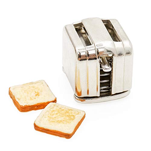 Odoria 1/12 Miniatur Toaster mit Toast 2 Stück Puppenhaus Küche Zubehör