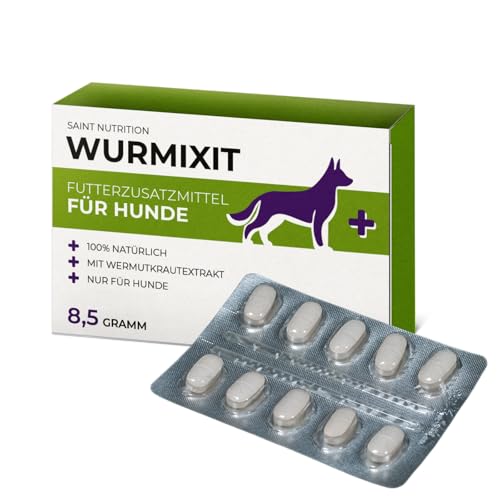 Saint Nutrition® WURMIXIT – Wermutkraut Extrakt Hund – Natürliche Kräuterformel für Hunde - Wurmkur Alternative - Ergänzungsfuttermittel für eine optimale Unterstützung - ohne künstliche Zusätze