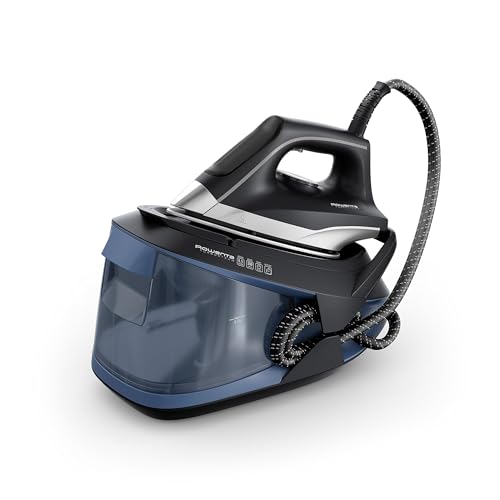 Rowenta VR8325 Turbosteam Dampfbügelstation, 2600 Watt, 120 g/Min. konstanter Dampf, 350 g/Min. extra Dampfstoß, schnellaufheizend, 1,7 L Wassertank, Antikalk-System, Eco-Modus, Schwarz/Blau