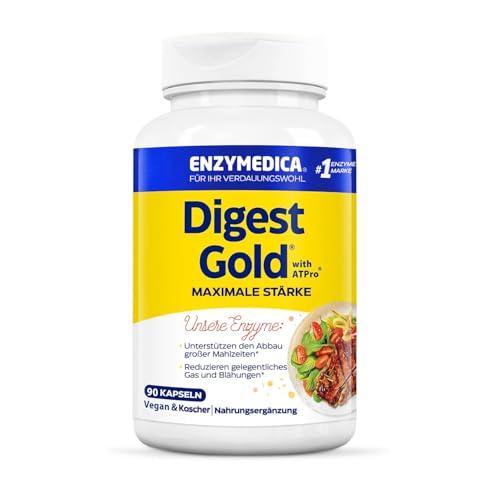 Enzymedica - Digest Gold, schnell wirkende Enzym-Formel, reduziert Gase und Blähungen, verbessert die Nährstoffaufnahme und Energie, glutenfrei, milchfrei, vegetarisch, 90 Kapseln