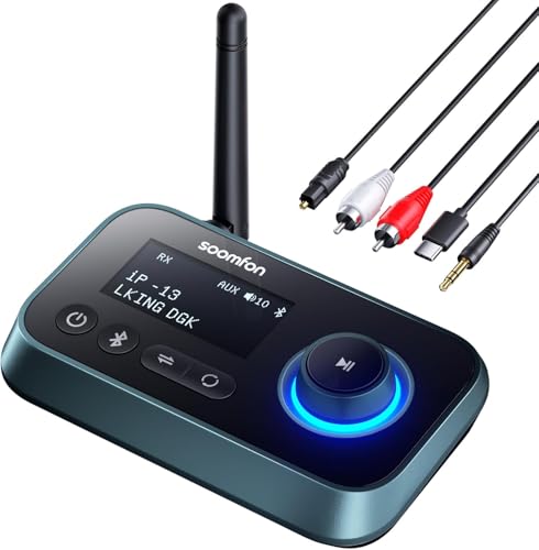 SOOMFON Bluetooth Transmitter Receiver für TV, 3-in-1 Bluetooth 5.3 Sender