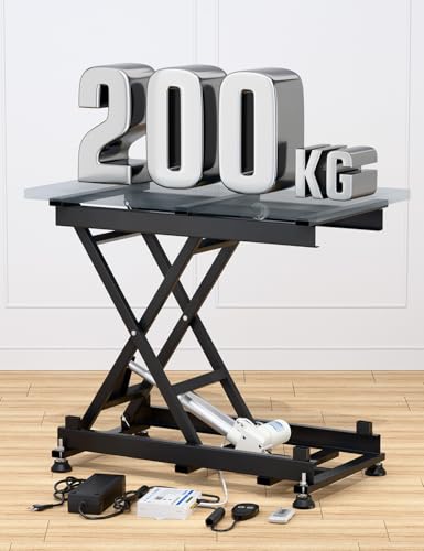 DIHOOL Elektrischer Scherenhubtisch 200KG Hubtisch Hebebühne Labor Kfz Werkstatt 195-680MM Einstellbarer Lift AC 100-240V und DC 24-30V