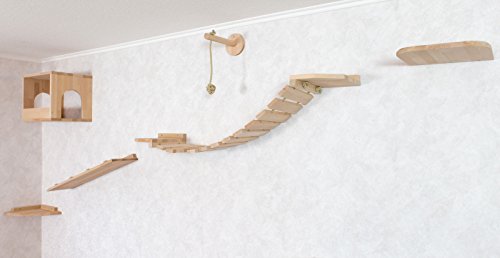 Jennys Tiershop Katzen Wandpark, handgefertigte Tiermöbel die viele Jahre halten! Katzenmöbel in vielen Ausführungen, Kratzbaum/Katzenbaum für die Wand. Hier: Komplettpark Angebot, 6 Teilig (1P477hh)