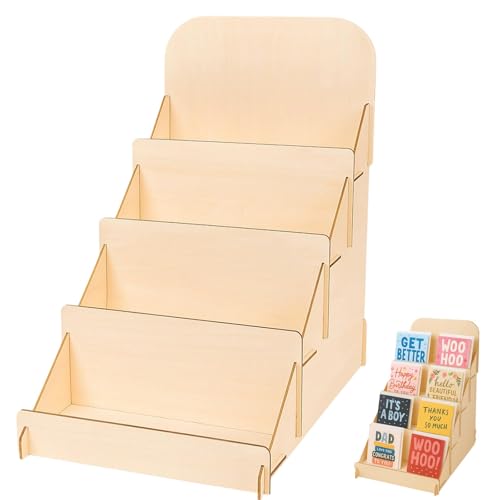 BDBFPAN Kartenständer, Postkartenständer,Kartenständer Holz,Kartenaufsteller Für Postkarten Und Broschüren, Display Stand Für Handwerksmärkte Und Galerien, 38,9 X 30 X 12 cm