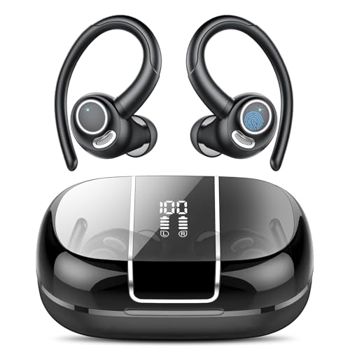 Bluetooth Kopfhörer Sport, in Ear Kopfhörer Kabellos Bluetooth 5.3 mit Ohrbügel, Hi-Fi Stereo Sound, 48Std Earbuds mit 4 ENC Noise Cancelling Mikrofon, IPX7 Wasserdicht Ohrhörer, für Laufen Fitnes
