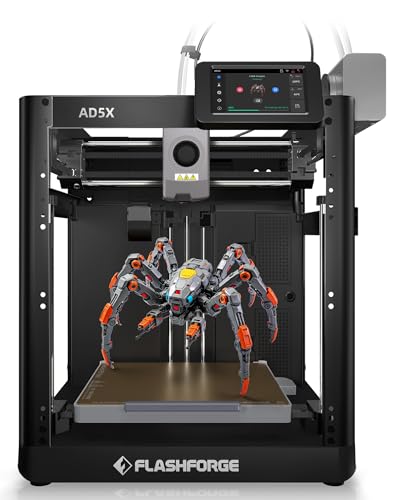 FLASHFORGE AD5X 3D-Drucker,Smart Multi-Color 3D Drucker mit IFS Die 4 Farben Drucken,600mm/s Hochgeschwindigkeits,Automatische Nivellierung,300°C Direktextruder,Druckgröße 220 * 220 * 220mm