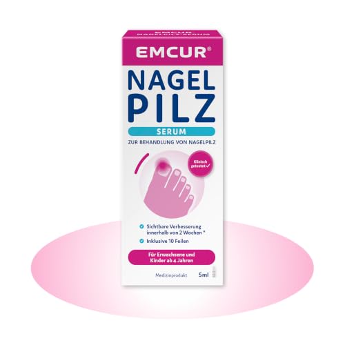 Emcur® Nagelpilzserum | mit Behandlungsplan | mit 10 Nagelfeilen | Zehennägel Fingernägel | als Fläschchen mit Applikator | 5 ml I ausreichend für bis zu 3 Monate