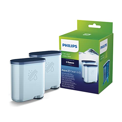 Philips AquaClean Filter, Kalkschutz, natürliche Kalkentfernung, verbesserter Kaffeegeschmack, einfache Installation, bis zu 5.000 Tassen ohne Entkalken, Click&Go-System, 2x Filter im Set (CA6903/22)
