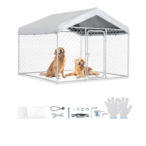 VEVOR Hundezwinger, 2x2x1,6 m, Hundehütte mit Sicherheitsschloss, Outdoor Hundehaus mit UV-Beständiger & Wasserdichter Dachabdeckung, Robuste Hundegehege/Auslauf für Große Hunde