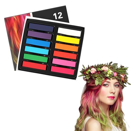Haarkreide Für Mädchen, Haarkreide Für Kinder, 12 Farben Kurze Haarkreides, Temporäre Haarfarbe Für Kinder, Ideal Für Partys, Schulaktivitäten Und Kreatives Hairstyling