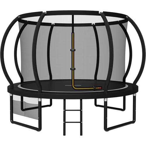 JUMMICO Trampolin Outdoor Ø 228/305/366/427/488 cm mit Schutznetz und Leiter, GS-geprüftes Freizeit-Trampolin für Kinder und Erwachsene, Rahmen mit Rostschutzbeschichtung, Belastbarkeit 150kg