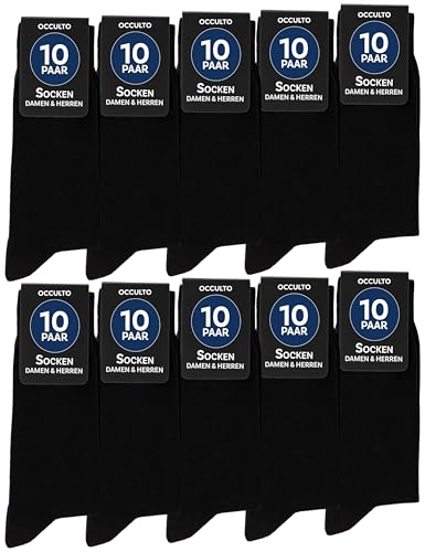 Occulto Herren & Damen Schwarze Socken 10er Pack, 20er Pack, 30er Pack (Modell: Hermann) 10 Paar | Schwarz 43-46