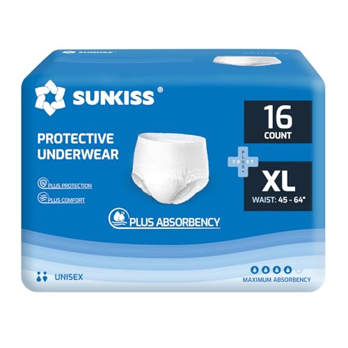 SUNKISS TrustPlus Inkontinenz Pants für Erwachsene, Saugfähige Windelhosen mit Elastischen Bündchen für Männer und Frauen, Diskreter Auslaufschutz bei Blasenschwäche, Größe XL, 16 Stück
