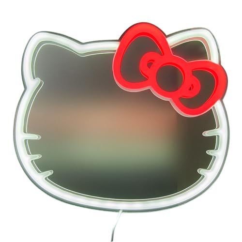 Hello Kitty Paladone LED-Neon-Wandspiegel, offiziell lizenzierte Sanrio-Deko für Zuhause und Schlafzimmer, Geschenk für Kawaii-Fans, USB-betrieben