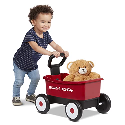 Radio Flyer Push & Pull Walker Kombi mit Teddybär, roter 2-in-1 Wagen für Kleinkinder, für 1–4 Jahre