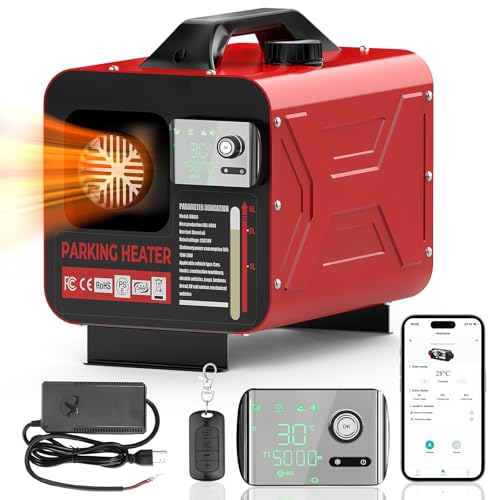 GEARLASSO 8KW Diesel Standheizung,12V 24V Luft Dieselheizung mit APP-Steuerung Fernbedienung, All in One Luftheizung Lufterhitzer mit Schalldämpfer für Auto RV Boote LKW KFZ mit LCD Schalter