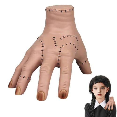 ASSUGO Wednesday Hand Halloween Dekoration - Realistische Scarred Latex Hand, Gruselige Requisiten für Halloween & Cosplay