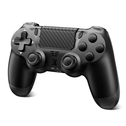 Suoxiom Wireless Controller für PS-4,Game Controller Kompatibel mit PS-4/Slim/Pro,Bluetooth Gamepad Joystick mit Dual Vibration/Touch Panel,6-Achsen Gyro Sensor, 3.5mm Audio Jack,Schwarz