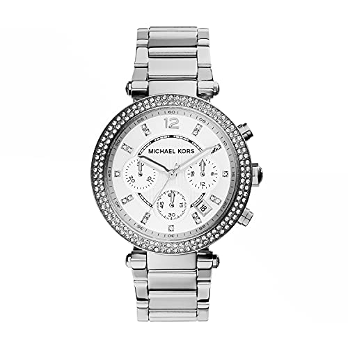 Michael Kors Parker Watch für Damen, Quarz-Chronographenwerk mit Edelstahl- oder PVC-Armband