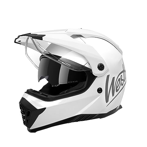 Westt Motocross Helm Integralhelm Motorradhelm ECE 22.06 geprüft – Enduro Helm mit Visier und Sonnenlende für Herren & Damen – Robuste ABS-Schale, Waschbares Innenfutter– ideal für Enduro, Stadt, MTB