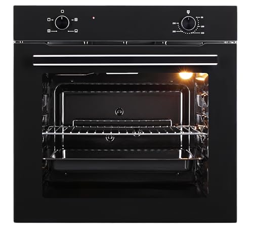 K&H Einbau-Backofen 60 cm, Autark, Knebelbedienung, Energieeffizienzklasse A, Wärmeschutzverglasung, Full-Black-Design, 75 l Volumen, 75L-RK