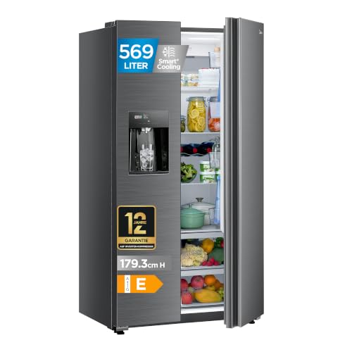 Midea Side-by-Side Kühlschrank 569 L, Eiswürfel- & Wasserspender, No Frost