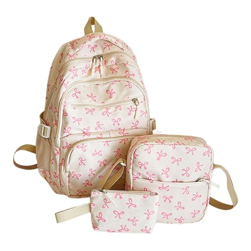 Generisch Schulrucksack Set für Mädchen (3-teilig) - Leichter Schulranzen + Umhängetasche + Geldbörse für Teenager Schule Reisen Robuster Rucksack sportrucksack laptoprucksack (Light Pink)