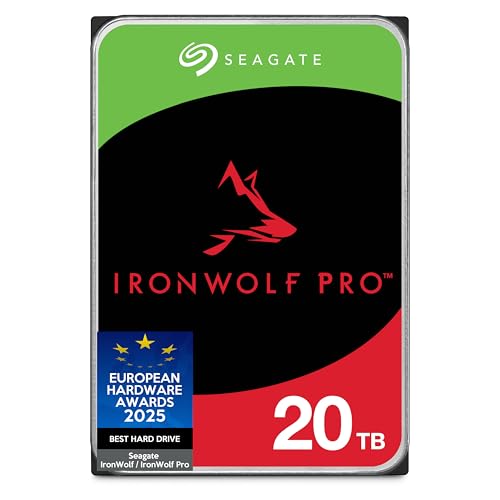 Seagate IronWolf Pro 20TB, NAS Interne Festplatte HDD, 3.5 Zoll, 7200 U/Min, CMR, 256 MB Cache, SATA 6 GB/S, inkl. Data Rescue Service (ST20000NTZ01)