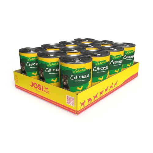 JosiDog Chicken in Sauce (12 x 415 g) | Adult | Premium Nassfutter für ausgewachsene Hunde | mit Huhn in Sauce mit Vitamin D3 & E | Powered by JOSERA | Hundefutter nass | Alleinfutter | 12er Pack
