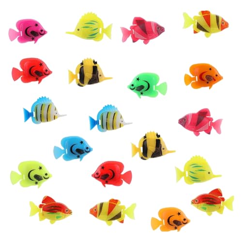 Werownsgso 20 Stück Künstliche Fische für Aquarien,Realistische Sich Plastikfische Fische Ornament,Tropische Fisch Dekorationen für Landschafts-Ornamente,Ozean Thema Party