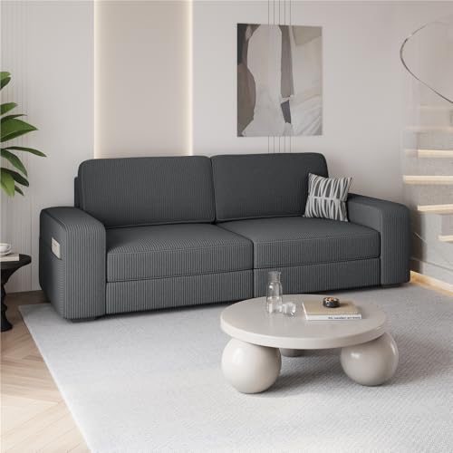 Yaheetech Sofa 212 x 83,5 cm Dunkelgrau mit Breite Armlehnen
