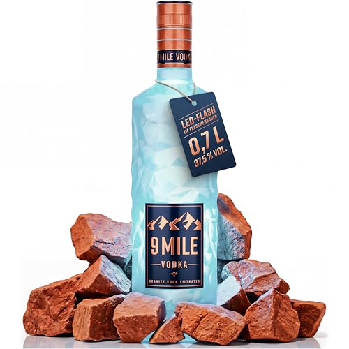9 MILE Vodka 37,5% Vol. mit LED-Beleuchtung - Premium-Vodka, 0,7l