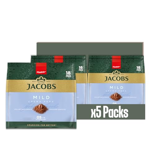 Jacobs Pads Crema Mild, Senseo kompatible Pads, 5 x 18 Getränke, 90 Kaffeepads