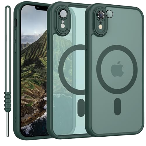 YUANDMI für iPhone XR Hülle kompatibel mit MagSafe, Hanyhülle für iPhone XR Magnetisch Dünn Matte Touch Kameraschutz, Anti-Gelb rutschfest Kratzfest Schutz Stoßfest Hülle Matt Grün