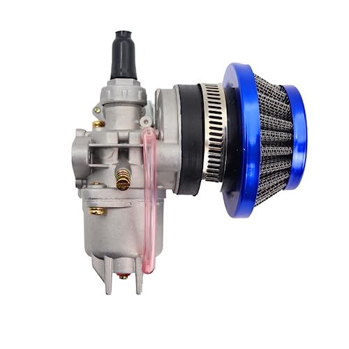 Viviance Vergaser Vergaser Carby + Stahl 44mm Luftfilter + Stack kompatibel mit 47cc 49cc Mini Moto Dirt Pocket Bike ATV Quad Go Kart Minimoto - Blauer Filter