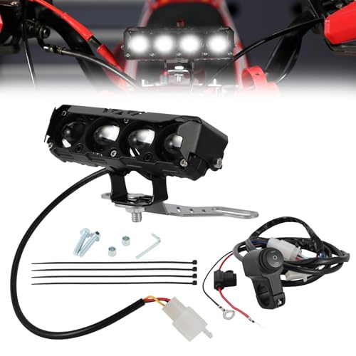 Runfarr Motorrad Frontlichtleiste,Plug and Play Lichtleisten Set | Fahrlicht Scheinwerfer mit Schalter und Halterung für Motocross,Dirtbike,Pitbike,E-Bike,ATV,UTV