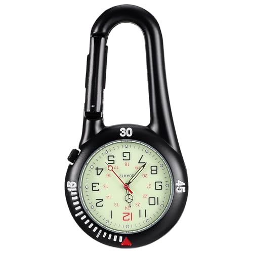 iplusmile Karabiner Uhr Rettungsdienst: Uhr mit Karabiner Krankenschwester Uhren mit Clip Leuchtendes Krankenschwester Uhren für Männer Frauen - Radfahrer Kletterer Rucksack Outdoor-Aktivitäten