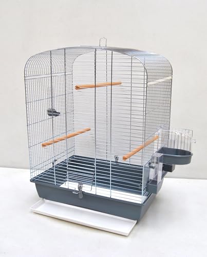 Vogelkäfig Elena Chrom grau Vogelheim mit Zubehör