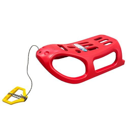 Prosperplast Schlitten Little Seal Kinderschlitten mit Zugkabel 86 x 46 x 25 cm | rot | Kunststoff | Metallkufe | robuster Schlitten für den Winterspaß