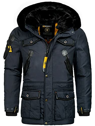 Geographical Norway warme Herren Winter Jacke FVSB Parka Outdoor ACORE Luxus SKI, Farbe:Navy, Größe:M