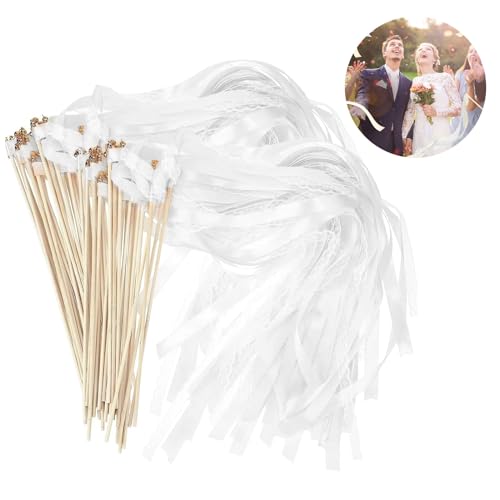 Wedding Wands, 30 Stück Stäbe mit Glocke und Hochzeitsbändern, Zauberstäbe Hochzeit Luftschlangen, Luftschlangen Werden für Hochzeiten Geburtstage Partys Feiertagsfeiern Verwendet
