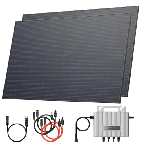 Solarway® 1000Wp / 800W Balkonkraftwerk komplett Steckdose - neuester EcoFlow Stream 800 Watt Wechselrichter - Solaranlage Komplettset - 500W bifaziale Black Solarmodule & EcoFlow & Zubehör