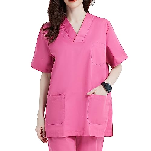 MISEMIYA - Medizinische Uniformen Unisex Top Krankenschwester Krankenhaus Berufskleidung - X-Large, Pink