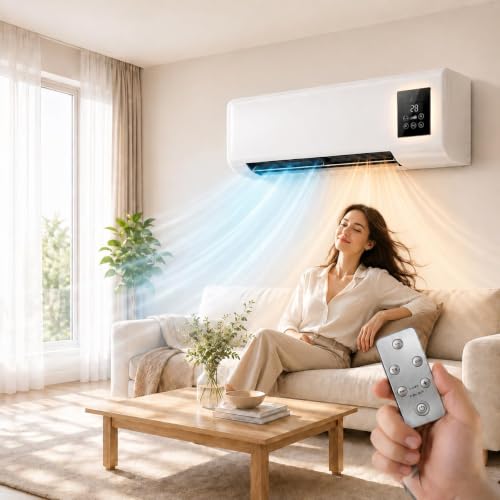 Klimaanlage Tragbar für Kühlung und Heizung, Klimaanlage für Zuhause, Ganzjähriges Komfort-Accessoire, Modernes Designelement für Luftzirkulation, Ohne Bohren, Platzsparend