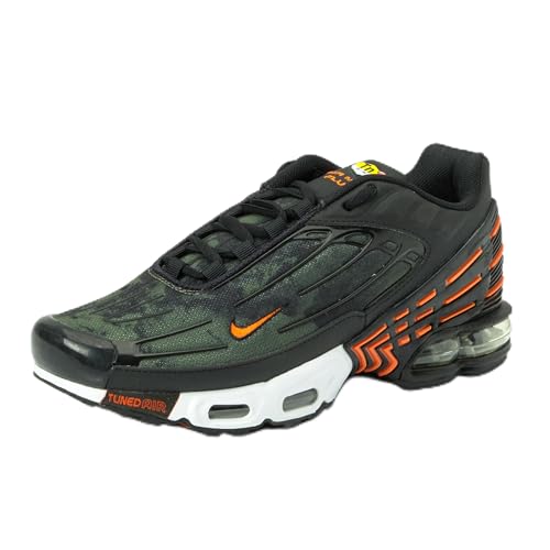 Nike Herren Air Max Plus 3 Sneaker, Black Safety Orange Medium Olive White, 40 EU