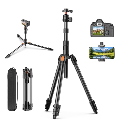 XXZU 180cm Stativ Kamera, Aluminium Handy Stativ mit Tasche, Leichtes Fotostativ mit 360° Kugelkopf 8KG Traglast,Stativ für Smartphone, Tripod für DSLR/Digitalkamera/Smartphone/Ringlicht/Webcam