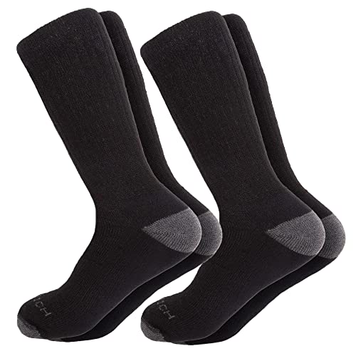 WOOLRICH Merinowoll-Socken für Herren – hergestellt in den USA, Crew-Wandersocken, aus 78% Merino-Lammwolle mit gepolstertem Fußgewölbe, 2 Paar, schwarz/grau, Large