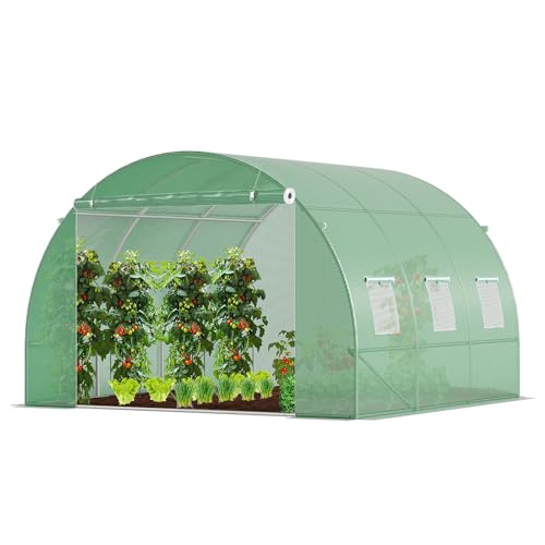 VOUNOT® Gewächshaus Foliengewächshaus Winterfest Tomatenhaus Folientunnel, 3x3x2m 9m²